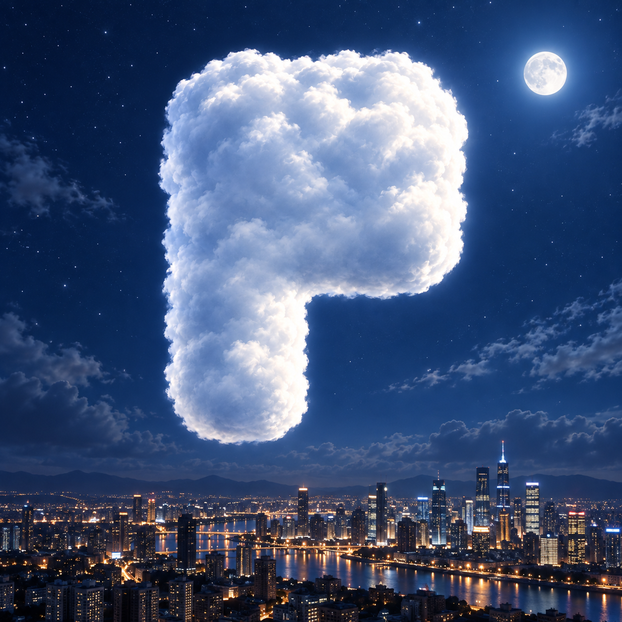 Cloud shape above the city at night